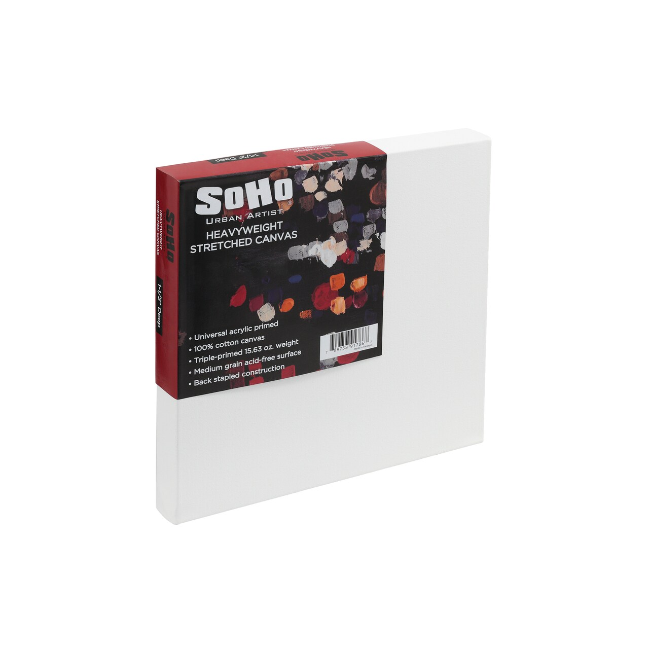 SoHo Urban Artist Heavyweight 16x16" Stretched Cotton Canvas 1.5" Deep - Triple Primed - Ideal for Acrylic and Oil Paint, 100% Cotton Canvas with Pine Stretcher Frame, Premium Art Canvas